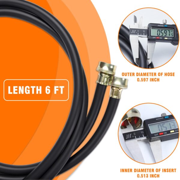 TTFLEX Washing Machine Hoses 6FT Rubber, 3/4" Hot & Cold Washer Hose, 2PCS - Image 8