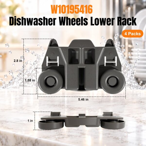 W10195416 Dishwasher Wheels, Lower Rack Roller Replacement for Dishwasher - Image 7