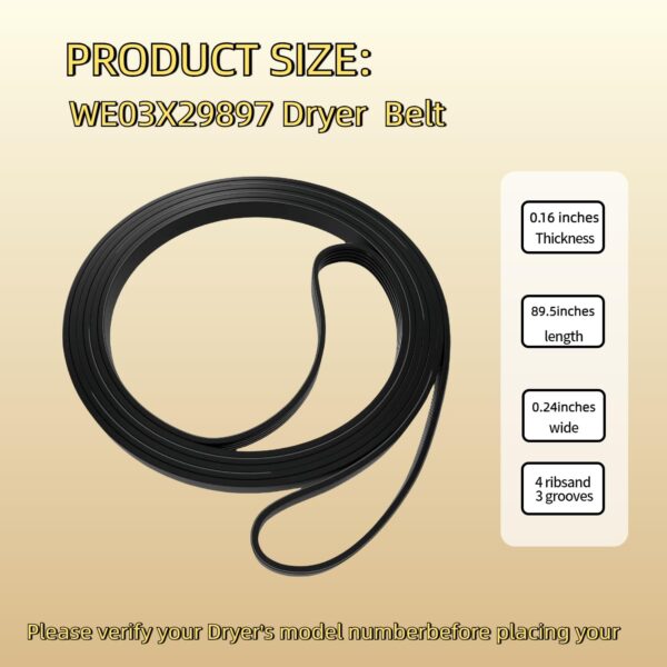 WE03X29897 WE12M29 Dryer Belt Compatible with GE/Hotpoint Dryers - Image 6