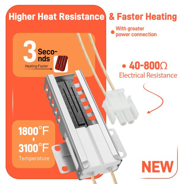Upgraded WB13K21 Gas Range Oven Igniter Fit for G-E Sam-sung 5303935066 DG94-00520A NX58H5600SS NX58h9500WS Replacement for Ken-more Hot-point Norton-501a WB2X9998 IG9998 Gas Range Oven by BOGDA - Image 7