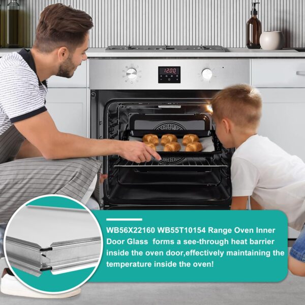 WB56X22160 Range Oven Inner Door Glass, Window Pack Assembly, Double-Layer Glass, Replacement part number: WB55T10154, WB56T10152, WB56X26391, 3379163, Compatible for GE Range/Electric Oven/Wall Oven - Image 4