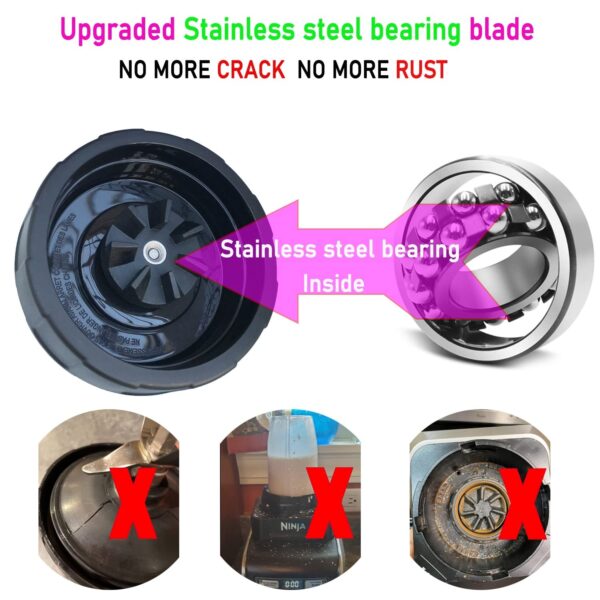 [ New Model] Replacement blender Blade for Ninja Accessories, Only Compatible with Nutri Ninja Foodi Power Blender SS150,SS151,SS300, SS350,SS351, SS351TGT, CO351B, SS100, SS101, SS101C, CO101B - Image 2