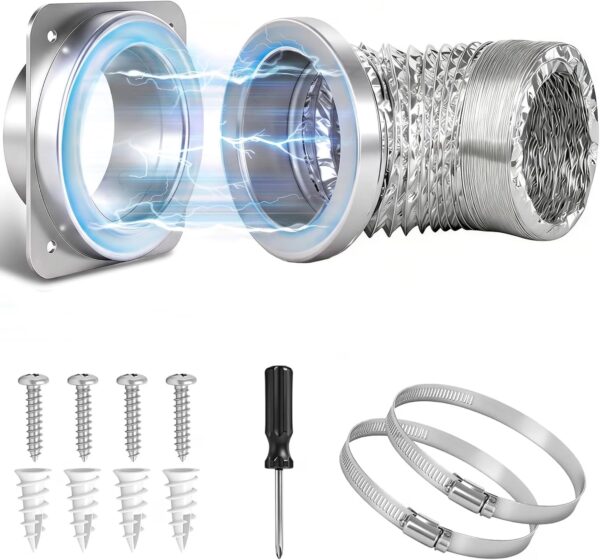 Magnetic Dryer Vent Connector Kit, 4-Inch Quick Connect with 3.3FT Hose