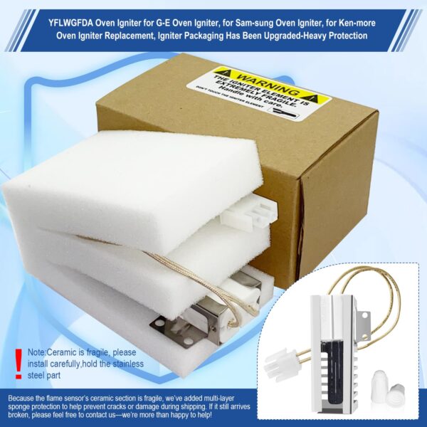 DG94-00520A Oven Igniter for Gas Stove,Oven Igniter for Sam-sung NX58H5600SS Nx58h9500WS,for G-E Whirl-pool Hot-point Sam-sung Gas Oven Igniter,Replace 2692271 AP5577941 WB13K21 Norton 501a 74007498. - Image 2