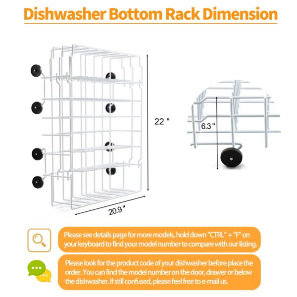 808602302 Dishwasher Lower Rack Replacement for Frigidaire Gallery Dishwasher Rack Part Bottom Rack Frigidaire Kenmore Dish Washer Lower Drawer Tray LFBD2409LF3C FDB1050REC4 Dish Rack 154174501 Wheel - Image 3