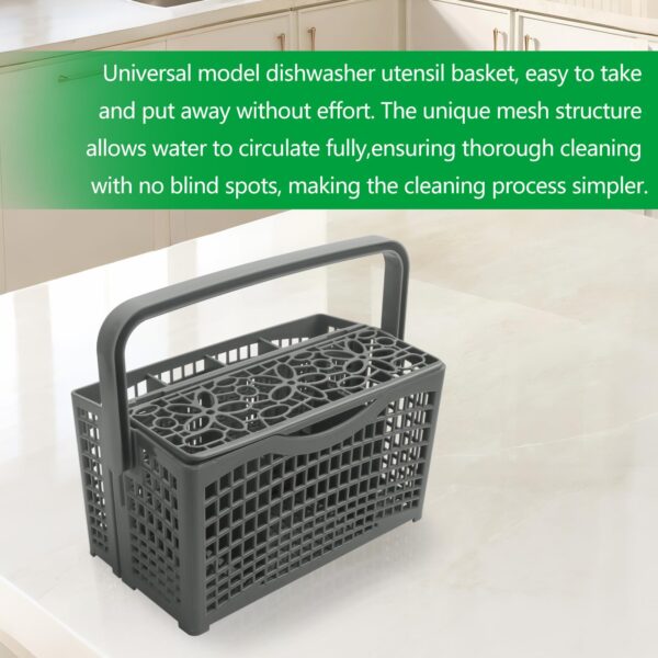 Universal Dishwasher Silverware Cutlery Basket, 2 in 1 Detachable Gray Utensil Holder with 7 Compartments, Fits Most Full-Size Dishwashers Compatible with Whirlpool KitchenAid Bosch Samsung LG GE - Image 3