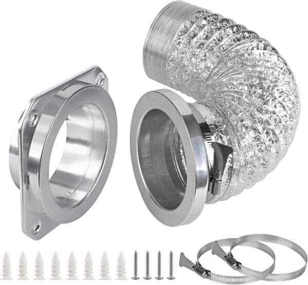 Magnetic Dryer Vent Coupling Connector Kit - DV180 Airtight Seal, Quick Connect, Includes 4"x3.3ft Dryer Vent Hose & 2 Clamps