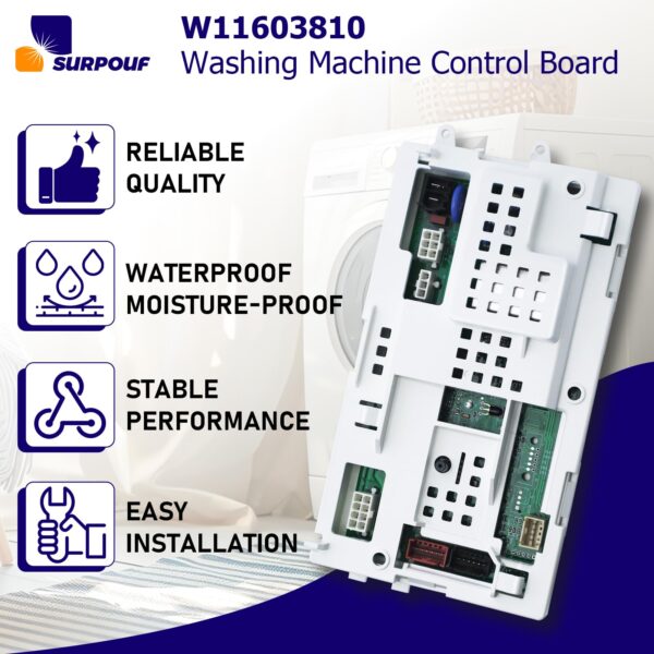 W11603810 W11578565 Washer Control Board Compatible with Whirlpool Replacement 4980453 AP7193495 FIX16744838 WTW4816FW3 - Image 8