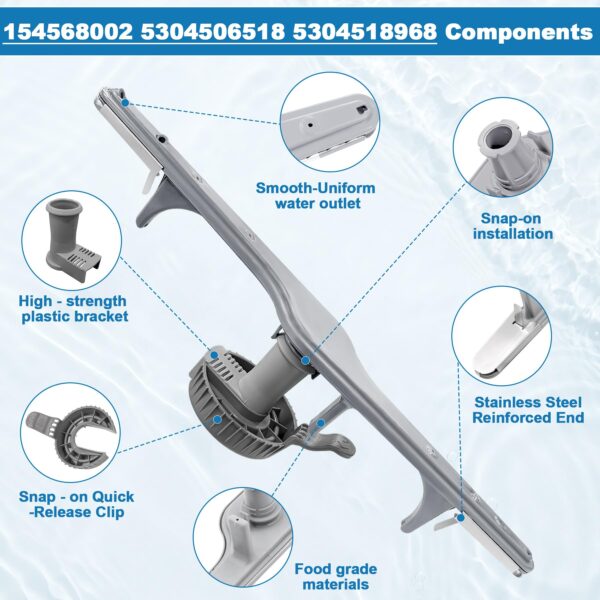 154568002 Dishwasher Lower Spray Arm Assembly with 5304518968 Support & 5304506518 Trap Drain Filter Replacement for Frigidaire Electrolux Kenmore Dishwasher 1545680 5304517203 154568001 154414101 - Image 6