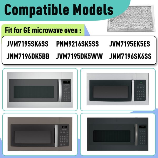 2PCS Microwave Grease Filter Set Compatible with GE JVM7195SK6SS - Image 5