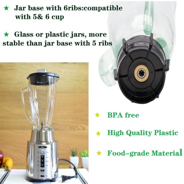 For Oster Blender Replacement Parts Blender Ice Blade with Jar Base Cap and Two Rubber O Ring Seal Gasket Accessory Refresh Kit，Compatible with Oster Blender - Image 2