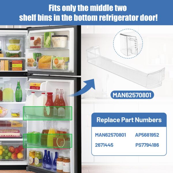 MAN62570801 Refrigerator Door Shelf Bin Compatible With LG Kenmore - Image 7