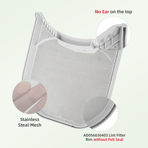 ADQ56656403 Dryer Lint Filter Replacement for LG Dryers & WashTowers, Replace AP7012980 PS16546780 DLEX4000W DLGX4001B DLE3600W DLEX4000B DLGX5501V DLGX4201B DLE3460W,11.2" * 10.9" with Lint Brush - Image 3