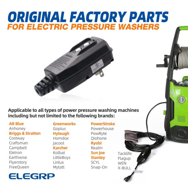 ELEGRP G1215PA2 G20PASR Patented Auto-Monitoring GFCI Replacement Plug Assembly, Auto Reset 15 Amp Non-Grounded 2 Wires 2-Prongs for Power Pressure Washer, Pool Pump, UL/CUL Listed, 1 Pack, Black - Image 3
