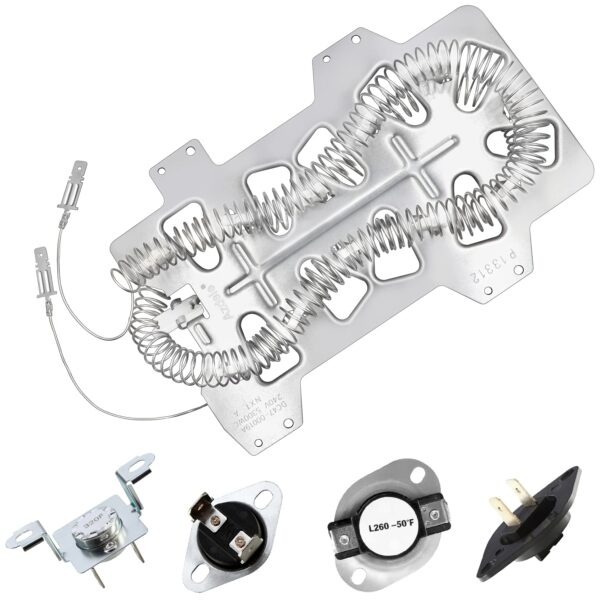 Azdele Heating Element for Samsung Dryer, Dryer Heating Element DC47-00019A for Samsung dv42h5000ew/a3 dv45h7000ew/a2 Dryer Parts, Including DC96-00887A, DC47-00016A, DC47-00018A and DC32-00007A