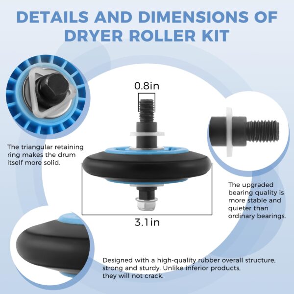 Sikawai DC97-16782A Dryer Parts Fit for Samsung Dryer Roller Replacement kit DV45H7000EW/A2 DV42H5000EW/A3 Includes DC97-16782A Dryer Roller 6602-001655 Dryer Belt DC93-00634A Idler Pulley - Image 5
