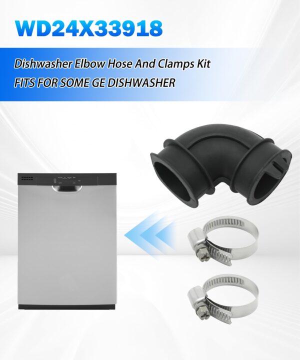 WD24X33918 Dishwasher Circulation Pump To Sump Elbow Hose With Clamps - Image 3