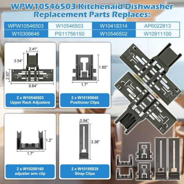 UPGRADED KDTE334GPS0 KDTM354DSS4 KDPE234GPS0 W10306646 Upper Rack Adjuster - Image 6