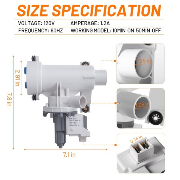 Upgraded WH11X39237 WH11X29539 Washer Drain Pump & Filter Assembly for GE - Image 4