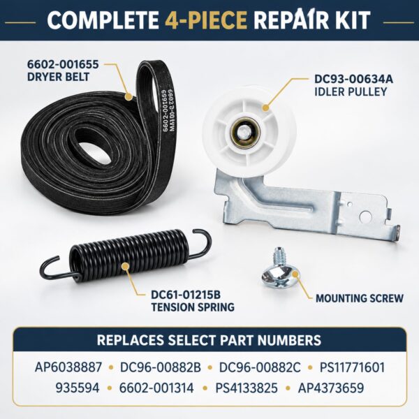 Upgraded Pulley Belt Parts for Samsung Dryer, 6602 001655 Dryer Belt and DC93-00634A Idler Pulley [Enhanced ],DC61-01215B Tension Spring,Replacement dv45h7000ew,dv48h7400ew,dv42h5000ew,dv48j7700ew - Image 5