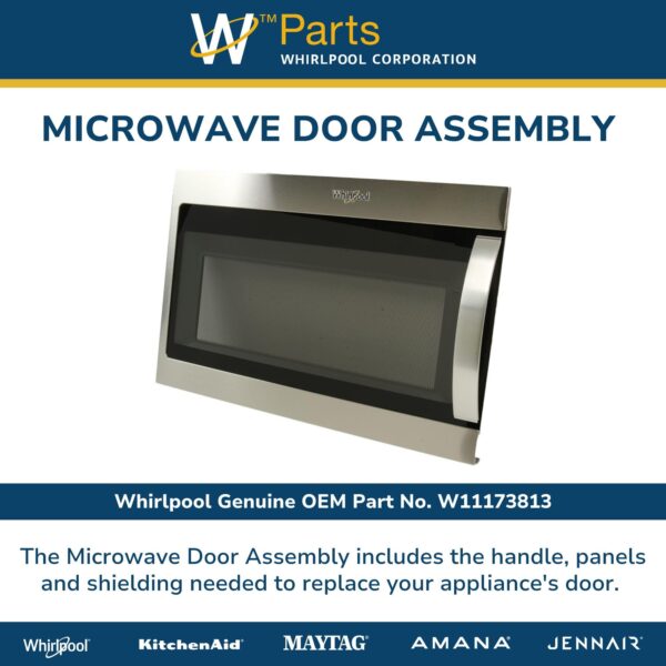 Whirlpool W11173813 Genuine OEM Microwave Door Assembly Replacement Part - Replaces - Image 2