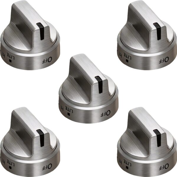 Stainless Steel WB03X24818 Gas Stove Knob for GE Gas Range, Compatible with JGB64, JGB66, JGB70, JGB72, JGB73, JGB86, JGBS6, JGBS8 GE Adora Series, Replaces PS11729081-5 Packs (1 Year Warranty)