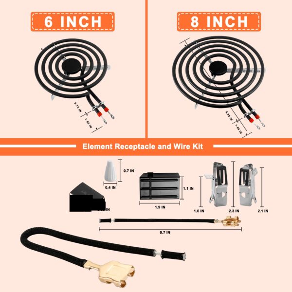 MP22YA Electric Range Burner Element Unit Set with 330031 Range Burner Receptacle Kit Fit for Ken-more Whirl-pool Frigi-daire May-tag Ranges/Stoves by Fetechmate - Image 7
