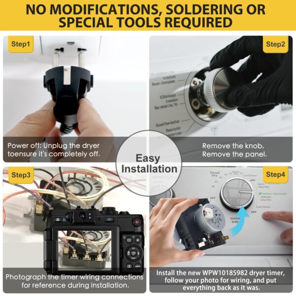 Lovgedr W10185982 WPW10185982 Dryer Timer Replacement - Image 5