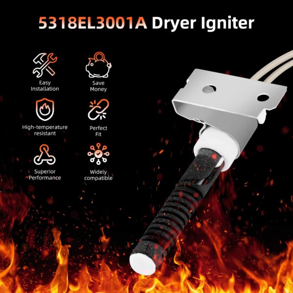 5318EL3001A Dryer Igniter Replacement for LG Gas Dryer, Replace DLGX3571V DLG7301WE DLGX5171W DLGX4001B DLGX3701V DLG3501W DLGX3571W DLGX3371W Igniter - Image 4