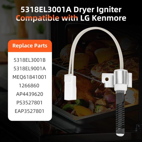 5318EL3001A Dryer Igniter Replacement for LG Gas Dryer, Replace DLGX3571V DLG7301WE DLGX5171W DLGX4001B DLGX3701V DLG3501W DLGX3571W DLGX3371W Igniter - Image 3