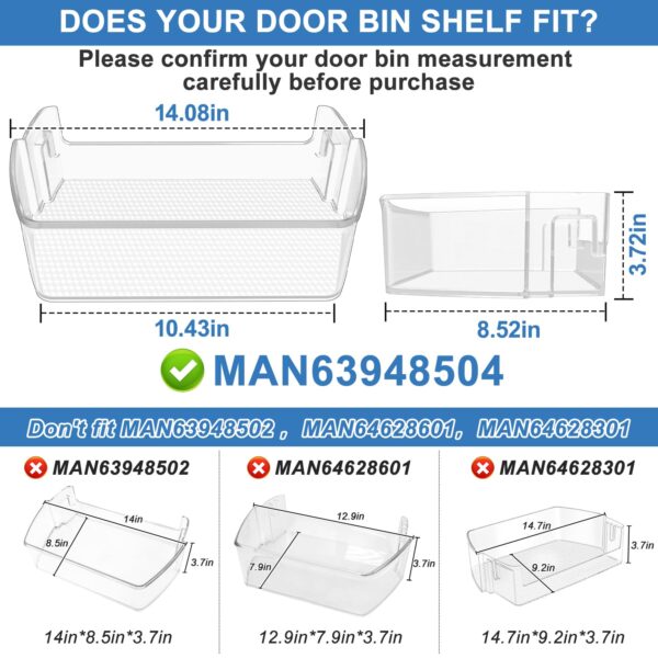 MAN63948504 Refrigerator Door Bin for Lg Door Shelf Replacement LMXS28626S - Image 3