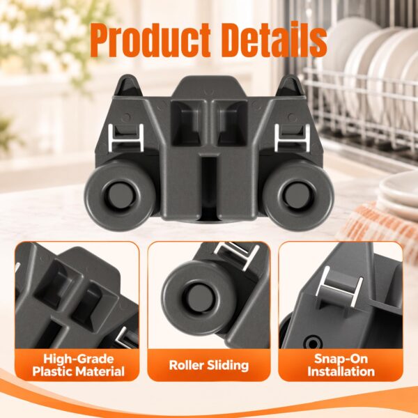 W10195416 Dishwasher Wheels, Lower Rack Roller Replacement for Dishwasher - Image 4