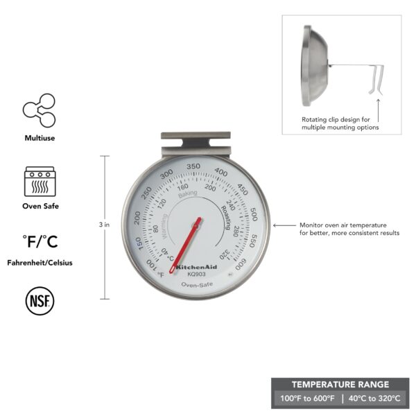 KitchenAid 3-in Dial Oven Thermometer, Temperature Range: 100°F to 600°F - Image 3