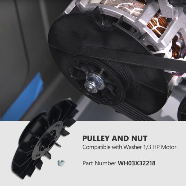 WH03X32218 WH49X25378 Washer 1/3 Hp Motor Pulley & Nut - Image 3