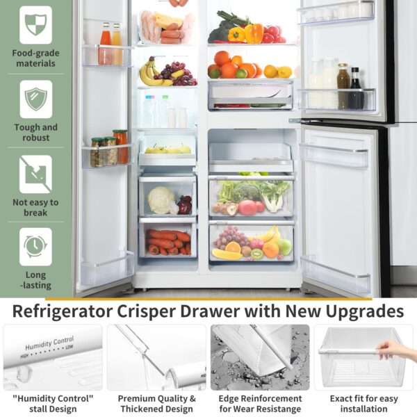 2188656 Crisper Bin, compatible with Whirlpool Refrigerator,Fridge Drawers,Kenmore Refrigerator Parts,Whirlpool Shelf Replacement- WP2188656,2188656 Fridge Crisper Drawer (Upper) - Image 3