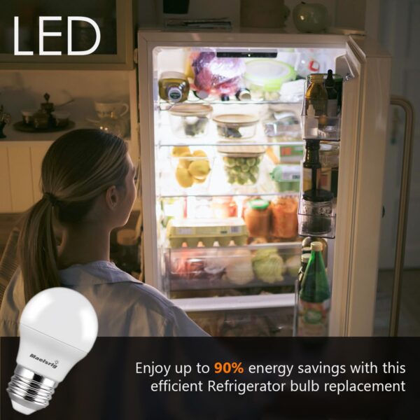 Maelsrlg 40 Watt Equivalent Refrigerator Light Bulb, 90+CRI, 5W 600LM Fridge Bulb 5000K Daylight, Waterproof A15 E26 Base, 25,000Hrs Lifespan for Freezer Frigidaire Replacement, 2-Pack - Image 7