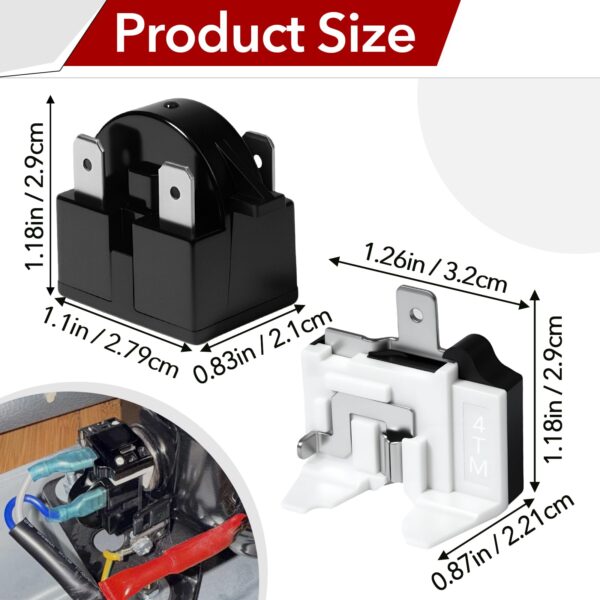 6-Pack QP2-4R7 3Pin 4.7 Ohm Universal Refrigerator Compressor Start Relay and Overload Protector Kit - Starter with 1/2 HP Overload Compatible with Mini Fridge, Beverage Cooler, Wine Chiller, Freezer - Image 5