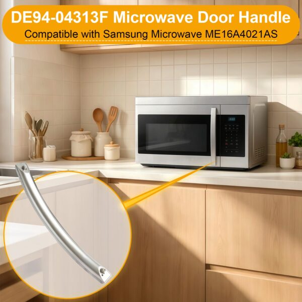 New Upgraded ME16A4021AS Microwave Door Handle, DE94-04313F Assembly Handle Compatible with Samsung ME16A4021AS/AA Microwave, Replaces for Samsung Microwave Door Handle ME16A4021AS, Same as OEM Handle - Image 3
