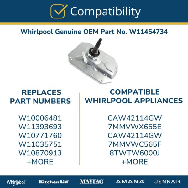 Whirlpool W11454734 Genuine OEM Top Load Washer Transmission Replacement Part - Replaces W10006481, W10771760, W10870913, W11035751, and more - Image 5