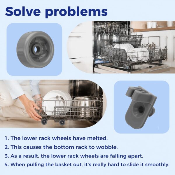 8 Pack WD35X21041 Dishwasher Wheels Lower Dishrack Roller Axle Kit Compatible with GE Dishwashers Replaces WD12X10136 WD12X10277 WD12X10261 WD12X10107 - Image 6