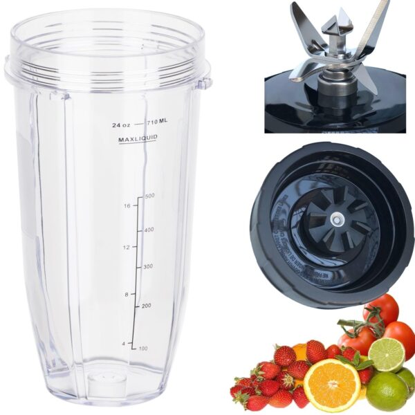 [ New Model] Replacement blender Blade and 24oz Cup Accessories, Only Compatible with Nutri Ninja SS150,SS151,SS300, SS350,SS351, CO351B, SS100, SS101, CO101B,SS400,SS401 - Image 2