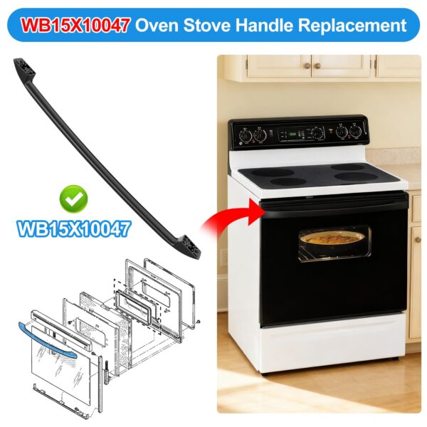 WB15X10047 Range Oven Door Handle for Ge Hotpoint Stove Parts Door Handle - Image 3