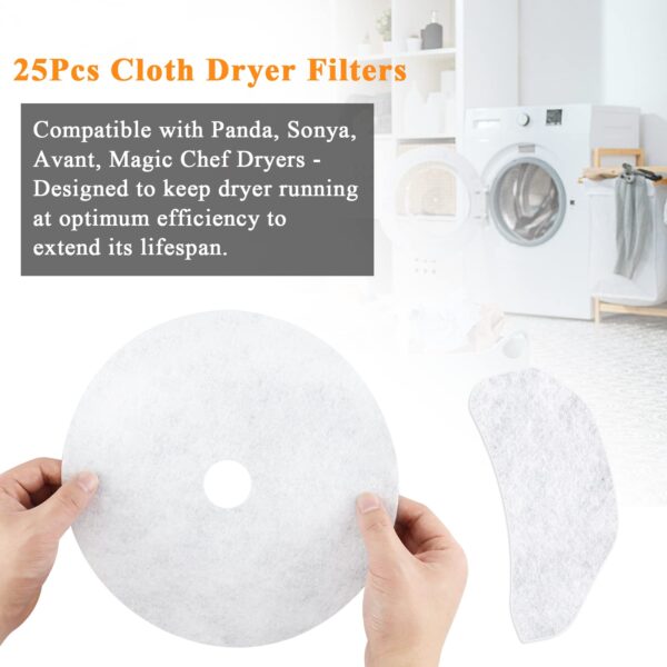 25PCS Cloth Dryer Exhaust Filter for Panda by Blutoget - Universal Dryer Lint Filter Cloth-Compatible for Panda Magic Chef Avant Sonya Dryer-20 Exhaust & 5 Air Intake Filter - Image 5