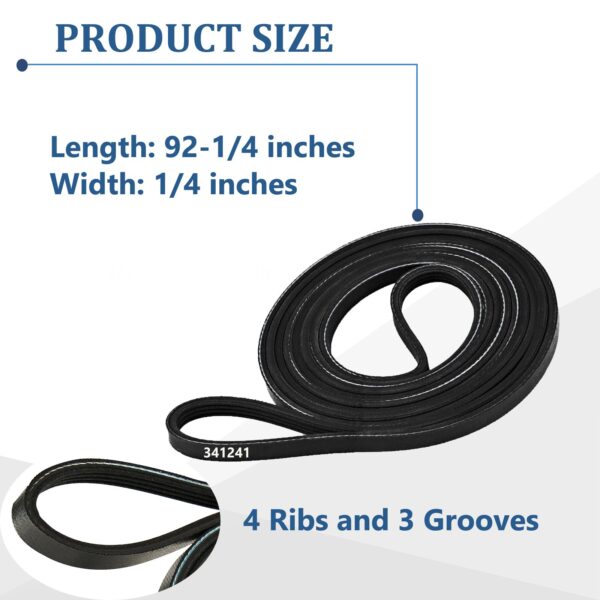 Cykemo 341241 Dryer Drum Belt Compatible with Whirlpool Kenmore Amana Dryer - Image 5