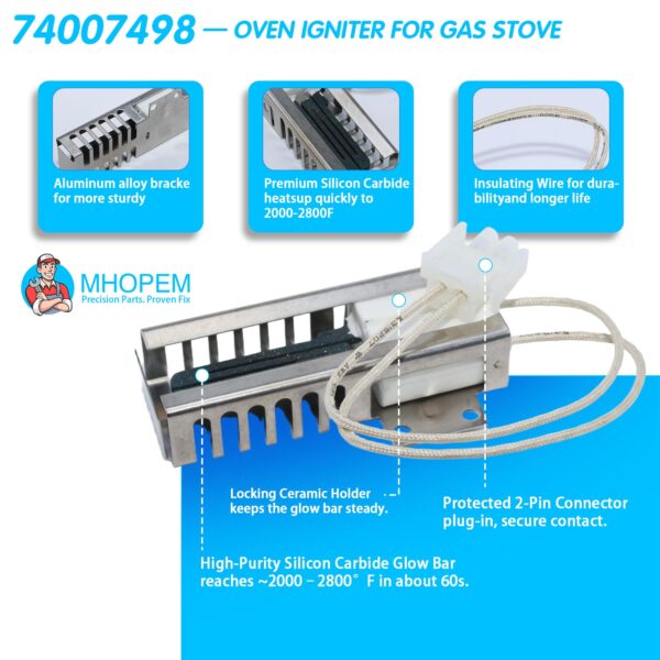 74007498 7432P106-60 AP4096256 Gas Range Oven Igniter Replacement - Image 3