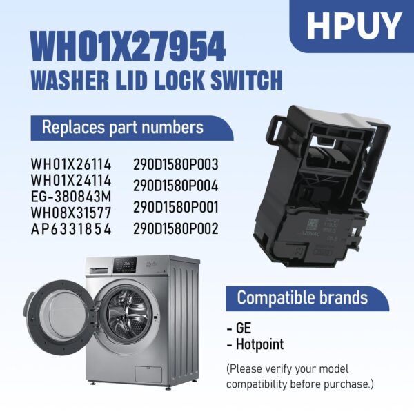 HPUY WH01X27954 Washer Lid Lock Switch Compatible with GE Hotpoint Washers - Image 5