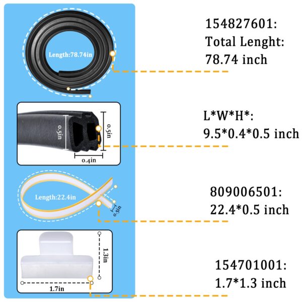 154827601 Dishwasher Door Seal Kit Compatible with Frigidaire Gallery Kenmore Electrolux Dishwasher, Includes 809006501 Bottom Door Gasket & 154701001 Splash Shield, Door Seal Replacement - Image 5