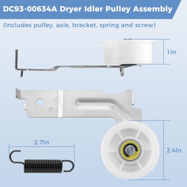 Sikawai DC97-16782A Dryer Parts Fit for Samsung Dryer Roller Replacement kit DV45H7000EW/A2 DV42H5000EW/A3 Includes DC97-16782A Dryer Roller 6602-001655 Dryer Belt DC93-00634A Idler Pulley - Image 7