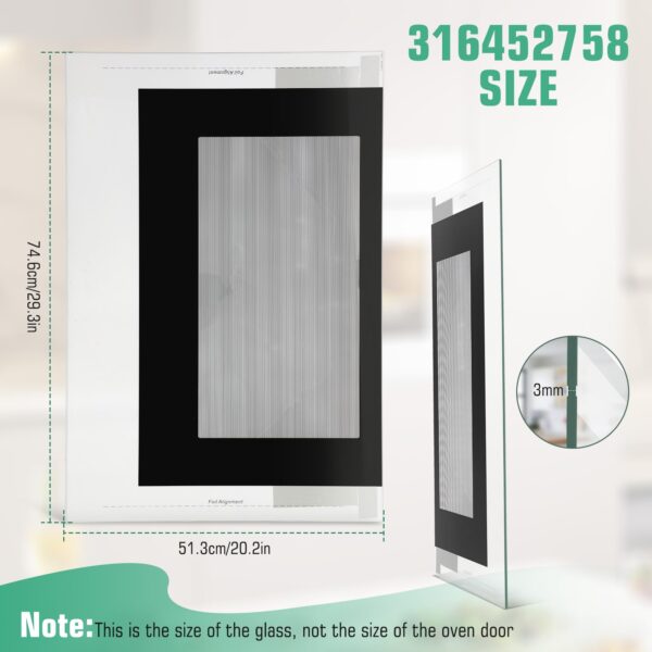 316452758 Range Oven Outer Door Glass Compatible with Frigidaire - Image 3
