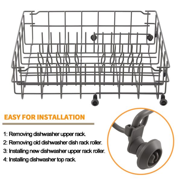 Upgraded 154522902 Dishwasher Dishrack Roller Wheels Replacement Parts for Frigidaire Dishwasher Rack Upper Roller 5304535380 Rack Parts Frigidaire Kenmore Dishwasher Roller Basket Top Wheels 4Pcs - Image 3